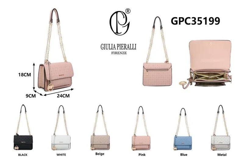Giulia Pieralli Moda Logo Flap Shoulder Bag Blue