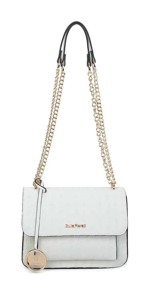 Giulia Pieralli Moda Logo Flap Shoulder Bag White