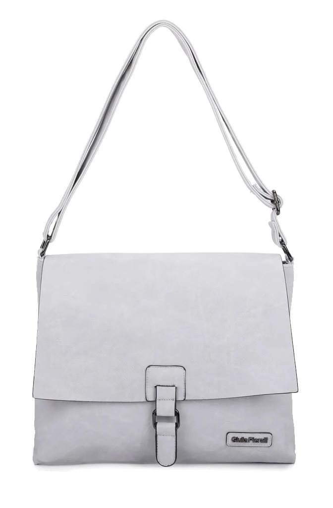 Giulia Pieralli Classic Wide Buckle Flapbag Lightgrey