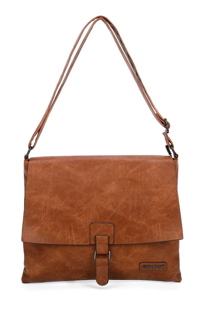 Giulia Pieralli Classic Wide Buckle Flapbag Lightcognac