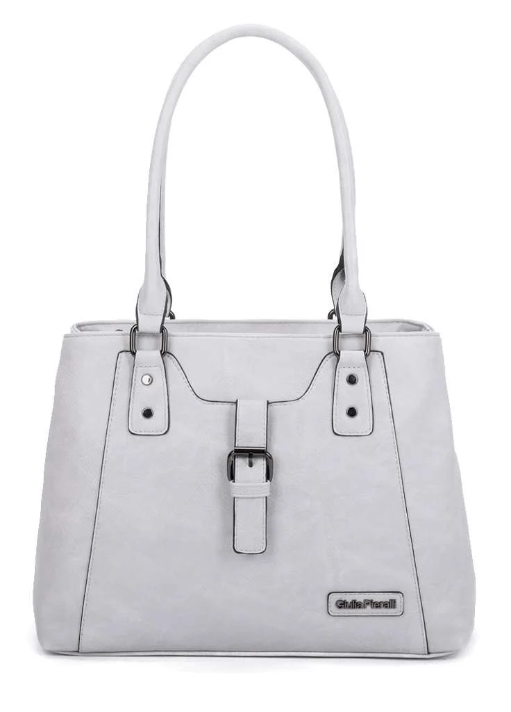 Giulia Pieralli Classic 2-Zippers Handbag Lightgrey