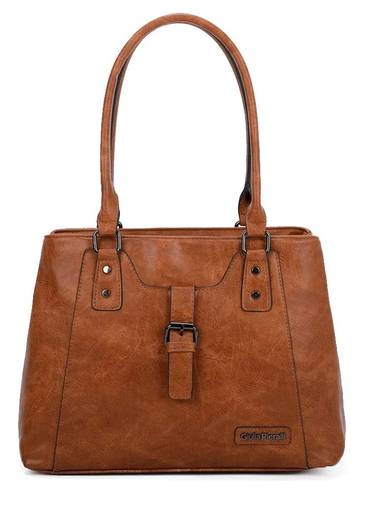 Giulia Pieralli Classic 2-Zippers Handbag Lightcognac