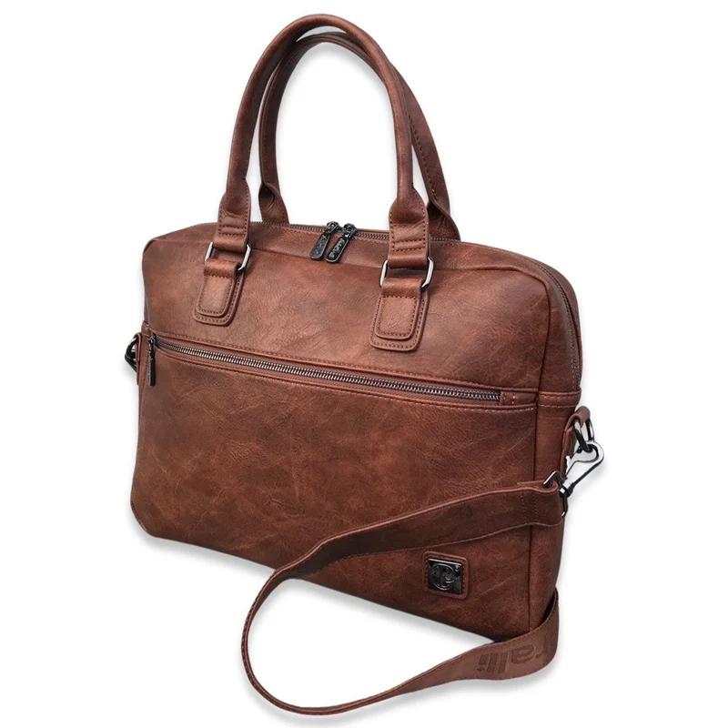 Giulia Pieralli Office Long Handles Briefcase Cognac