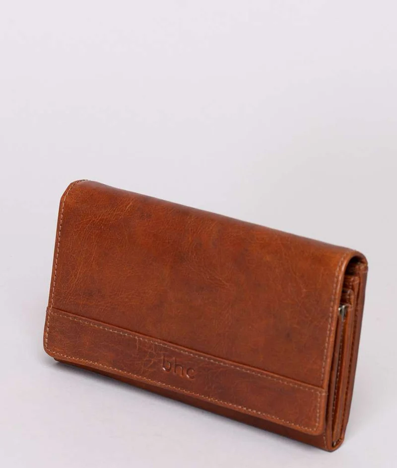 BHC Nordic Leather Wallet Flap Bracket Cognac