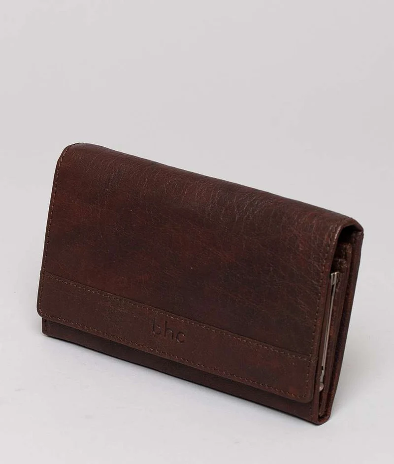 BHC Nordic Leather Wallet Flap Bracket Dark Brown