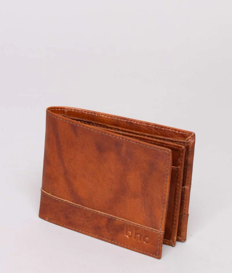BHC Nordic Leather Wallet Dollar Small Cognac