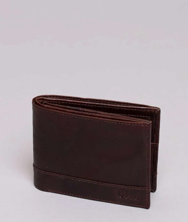 BHC Nordic Leather Wallet Dollar Large Dark Brown