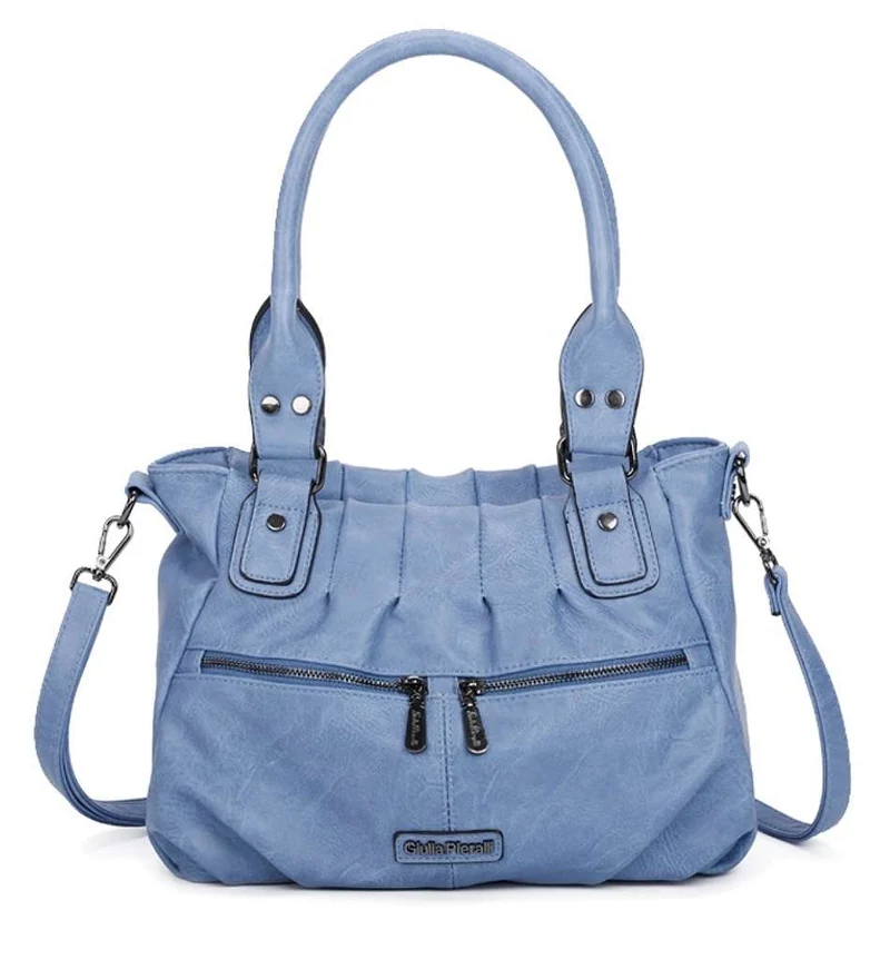 Giulia Pieralli Classic Ruffle Handbag Blue
