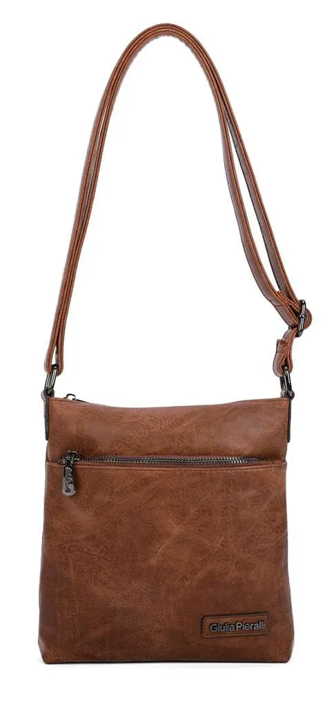 Giulia Pieralli Classic Topzipper Shoulderbag Cognac