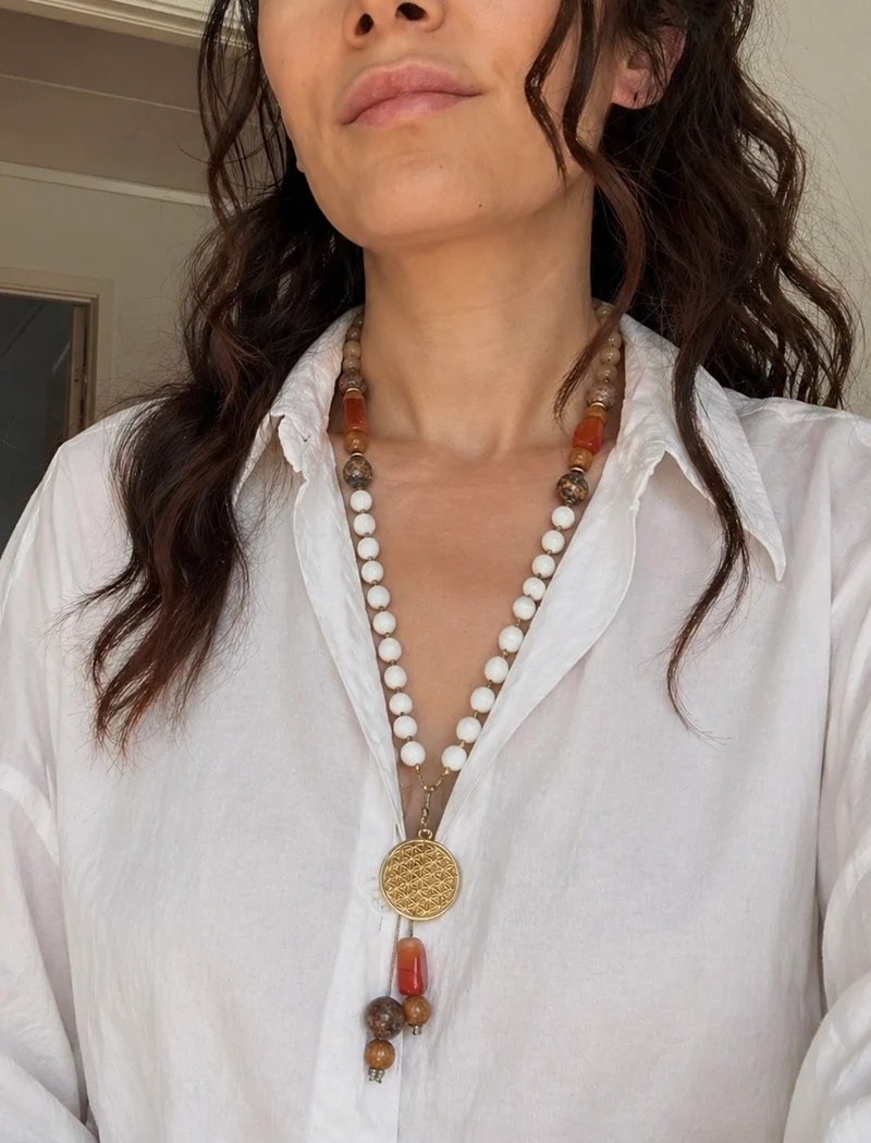 54-pärligt Halv Mala Halsband – Tree of Life Hänge