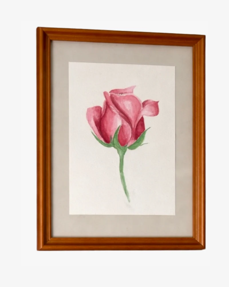Pink Rose - Original Akvarellmålning