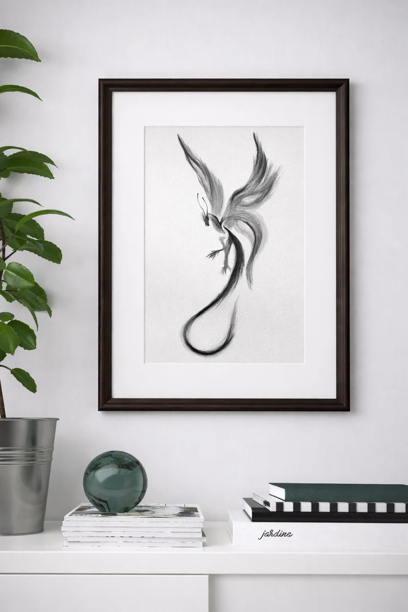 "Rising Dragon” – Original Akvarellmålning