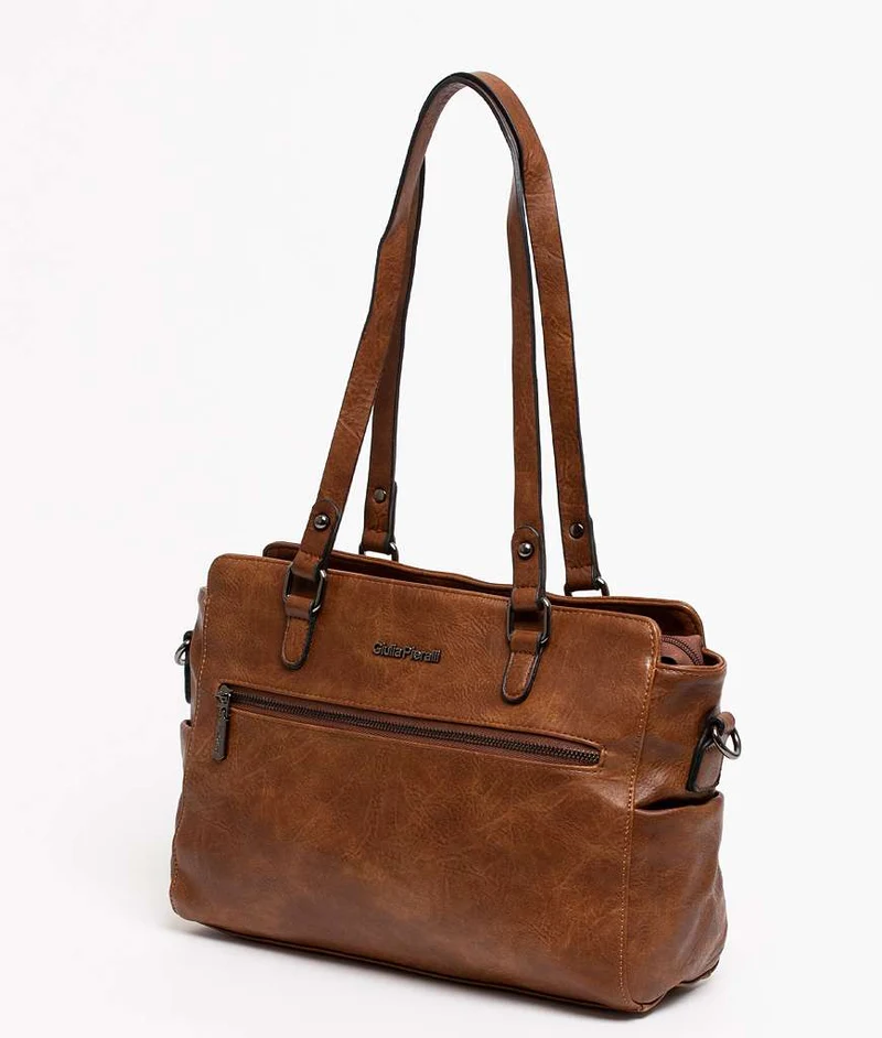 Giulia Pieralli Classic Long Strap Handbag Cognac