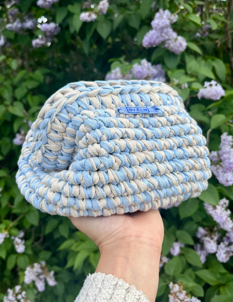 AGNES clutch - Mellan - Ljusblå/ecru