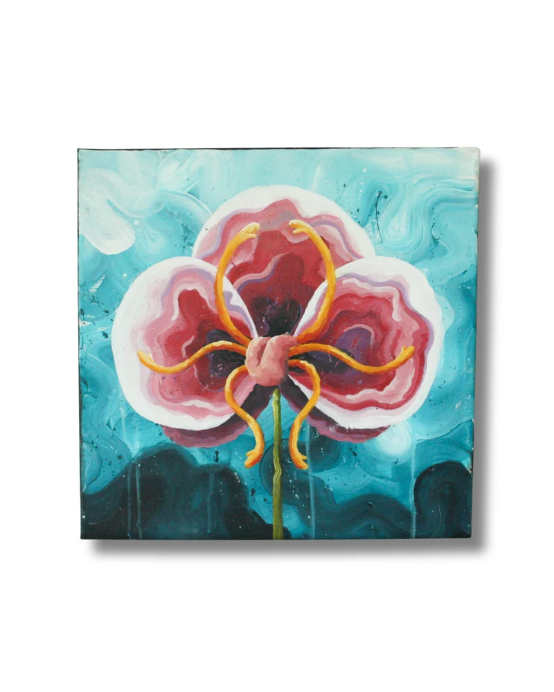 Orchid, Original popsurrealism lowbrow popart målning på duk