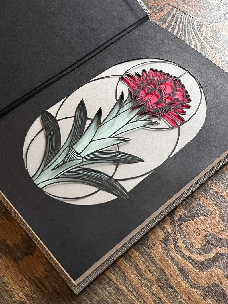 Guzmania Torch — Handbunden Pappersklippt Anteckningsbok