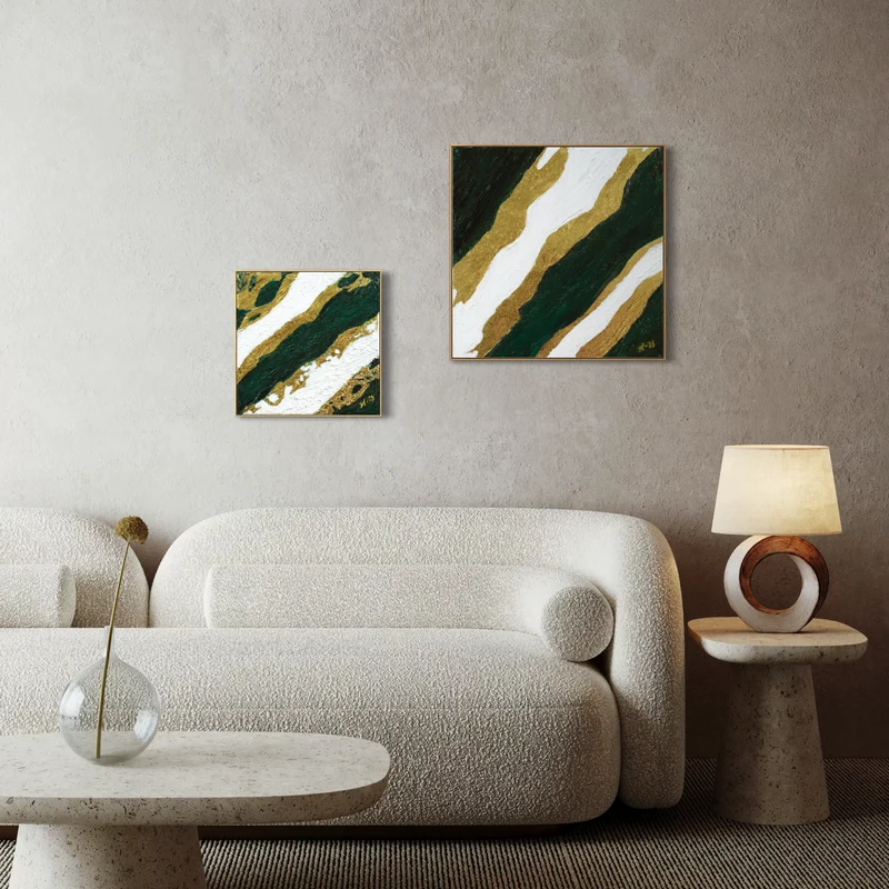 Original Målning Abstract Seascape Green Current | Svensk Konst