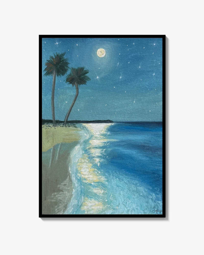 Moonlit Seashore Poster