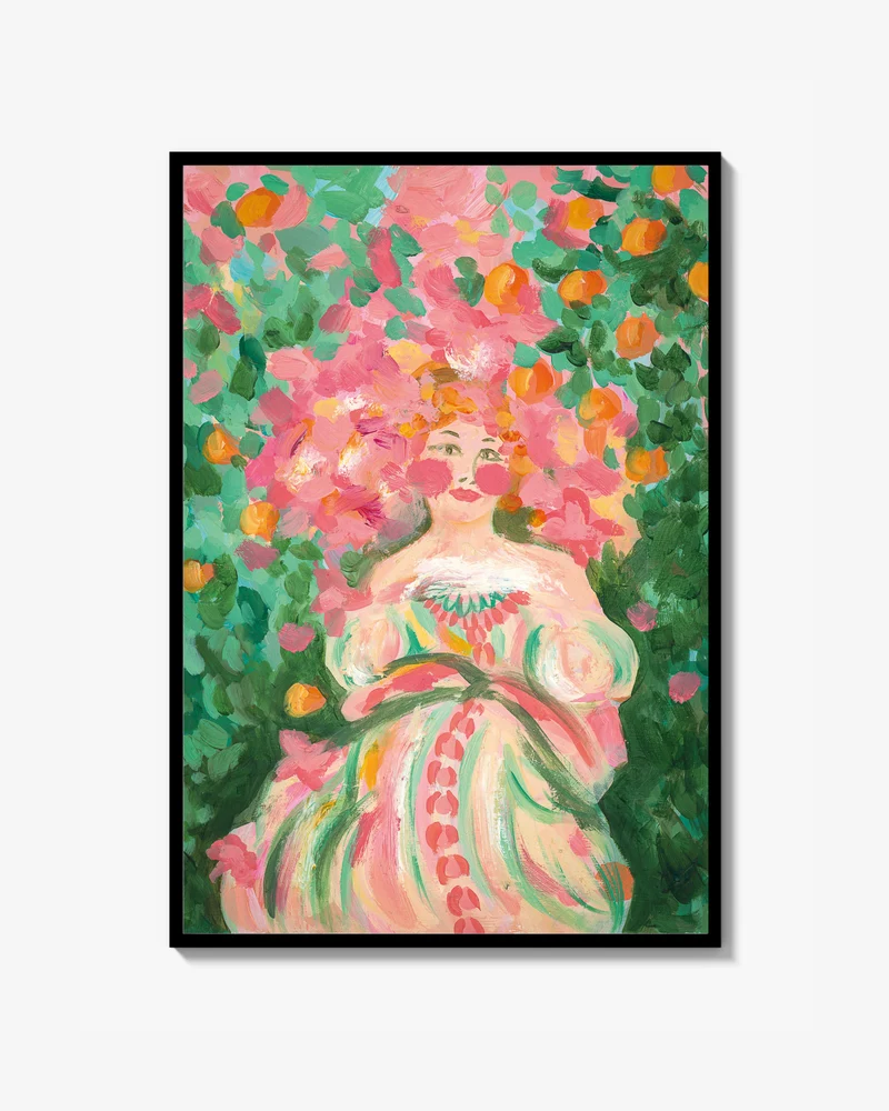 Woman Among the Oranges Fine Art Print