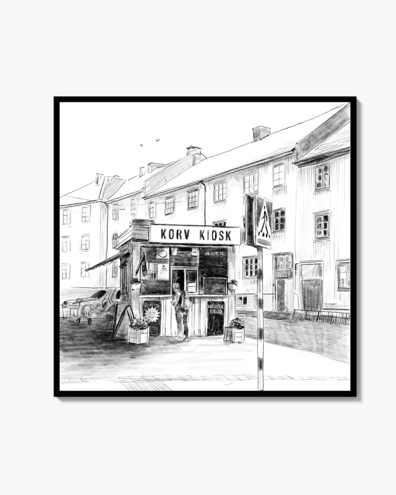 Majorna Korv Kiosk Kvadratisk Print