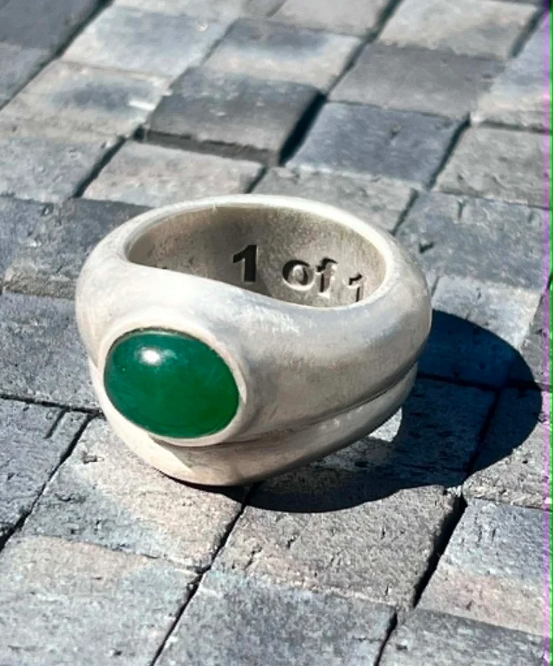 1 av 1 Jade och Silver Ring EU57