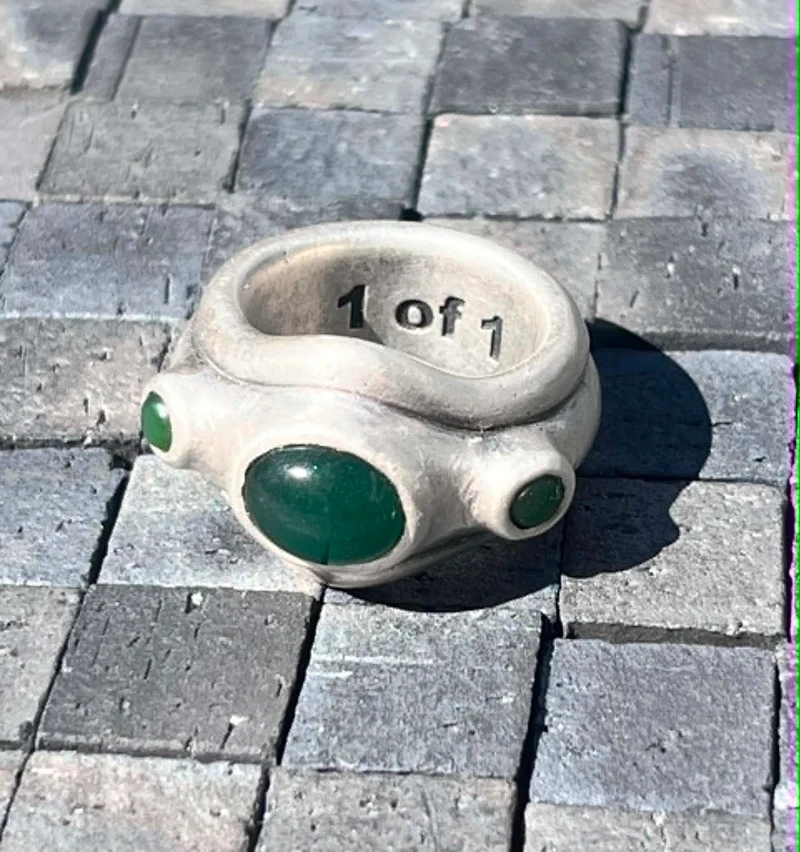 1 av 1 Silver & Jade Ring EU56