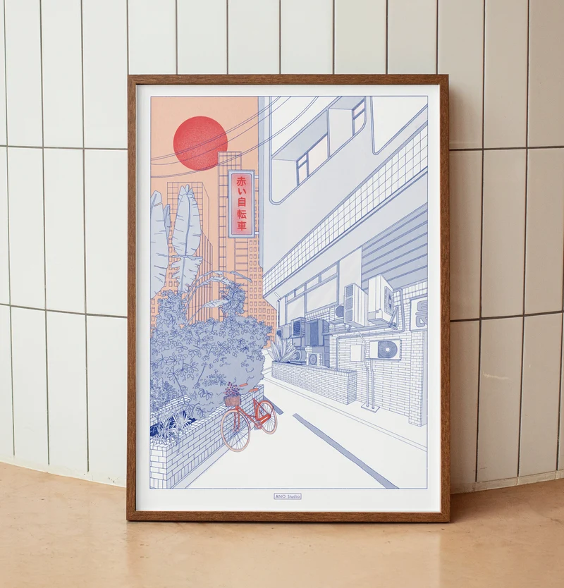 Röd Cykel Art Print