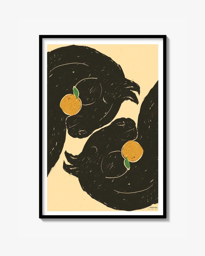 Horses with Oranges Poster