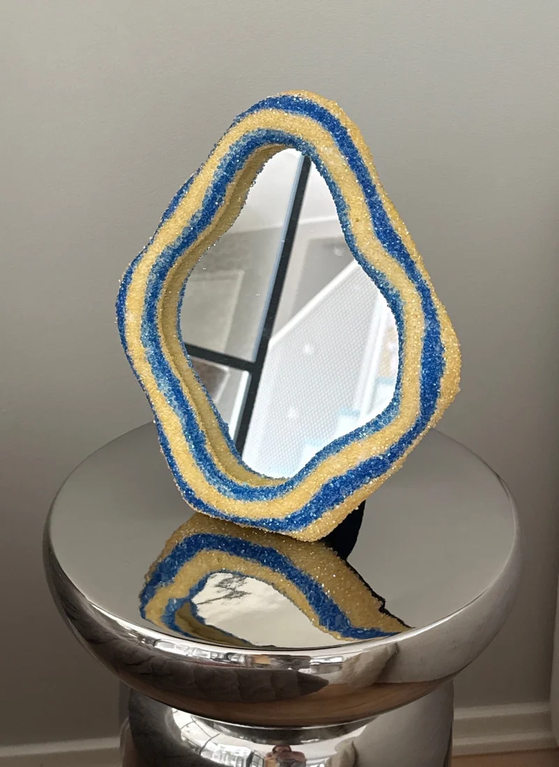 Blå och Guld Crystal Ripple Spegel