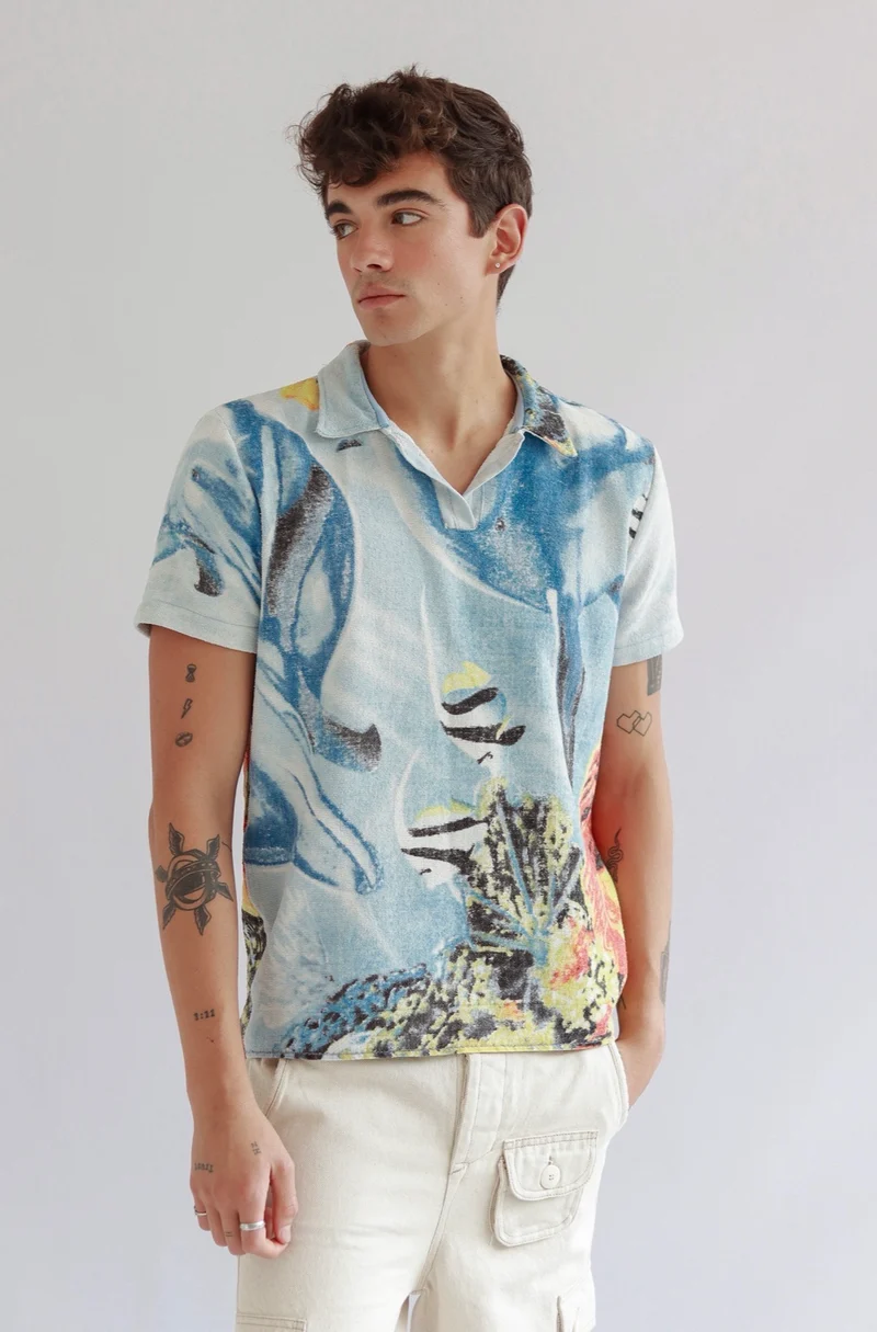 Upcycled delfinhandduks-T-shirt