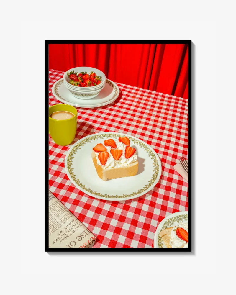 Japanskt Fluffigt Jordgubbsbröd Print