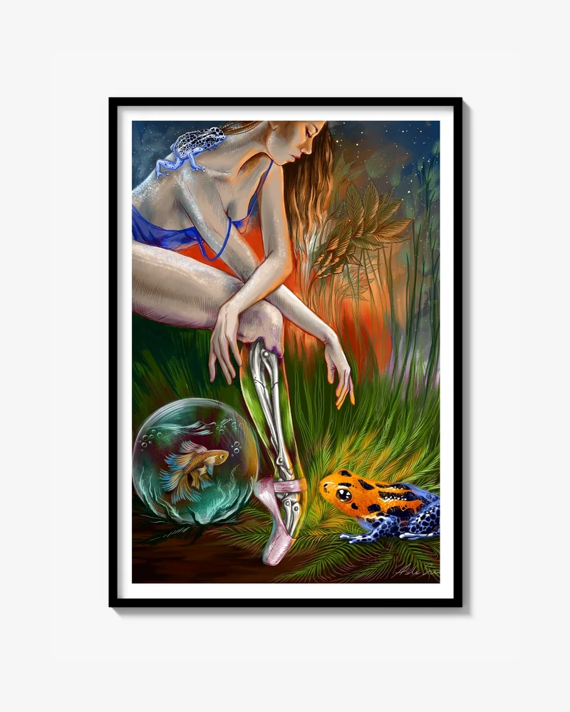 Telepathy with the ember frog Poster