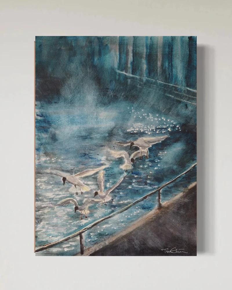 The seagulls’ breakfast time - Original målning