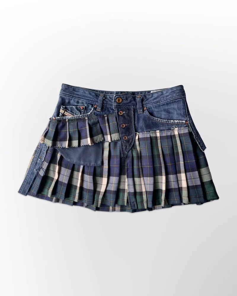 Rutig och Denim liten kjol