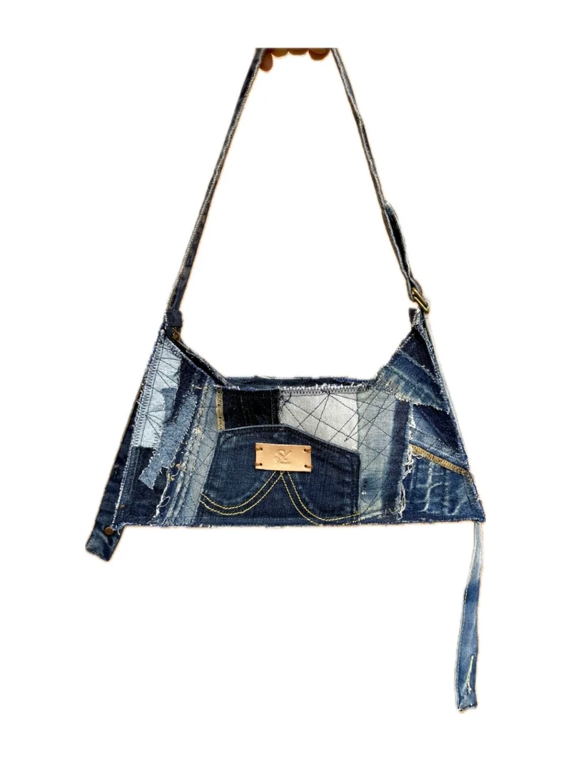 Blå Denim Baguetteväska