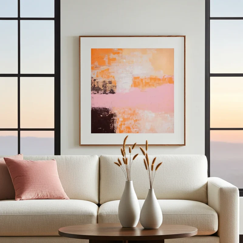 Fine Art Print Abstrakt Havslandskap Korallorange - Coral Sunset | Museumskvalitet