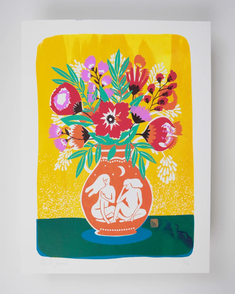 Two women's vase Art Print