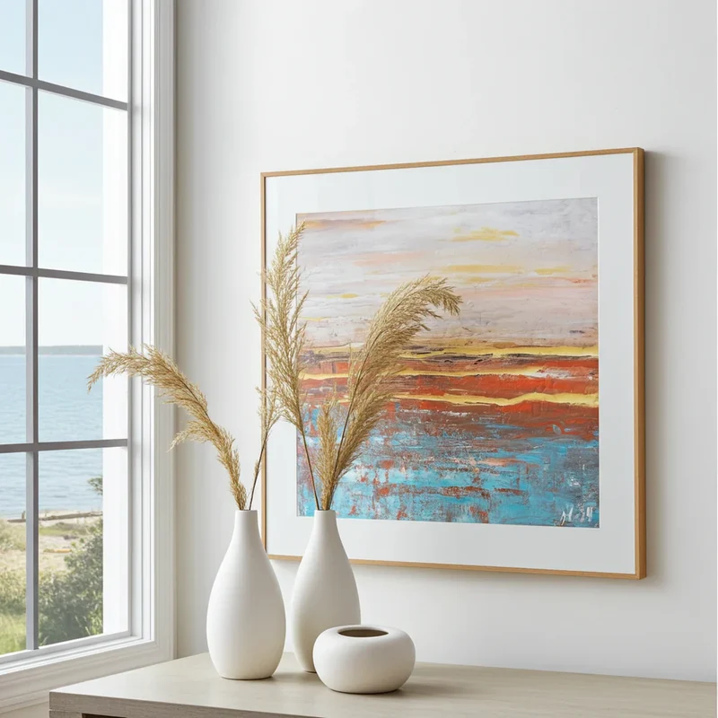 Fine Art Print Abstrakt Landskap Blå Guld - Autumn is Coming | Museum Kvalitet