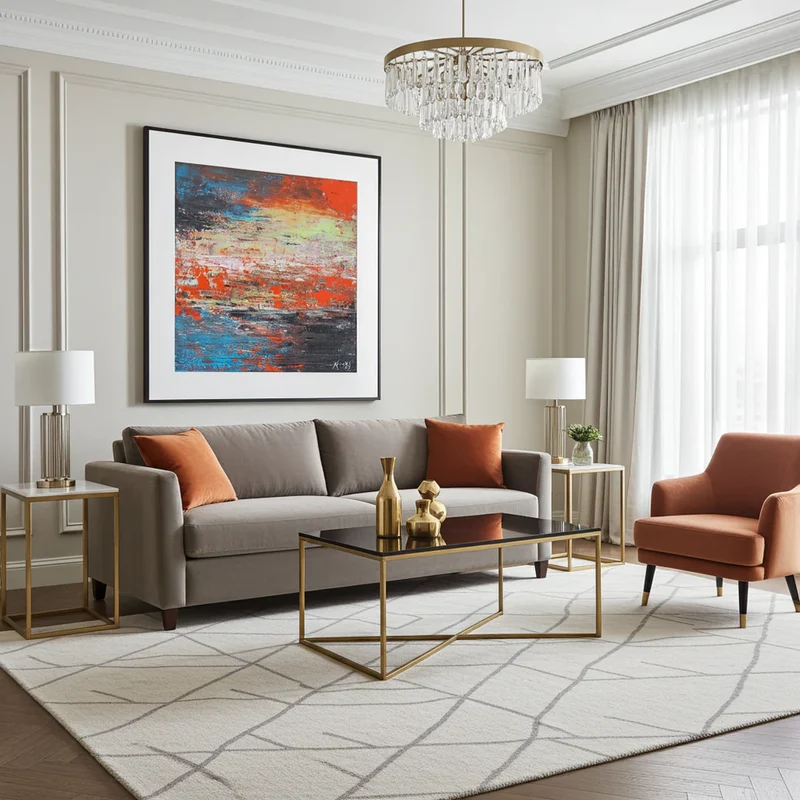Fine Art Print Abstrakt Landskap Blå Röd - Autumn is Here | Museumskvalitet