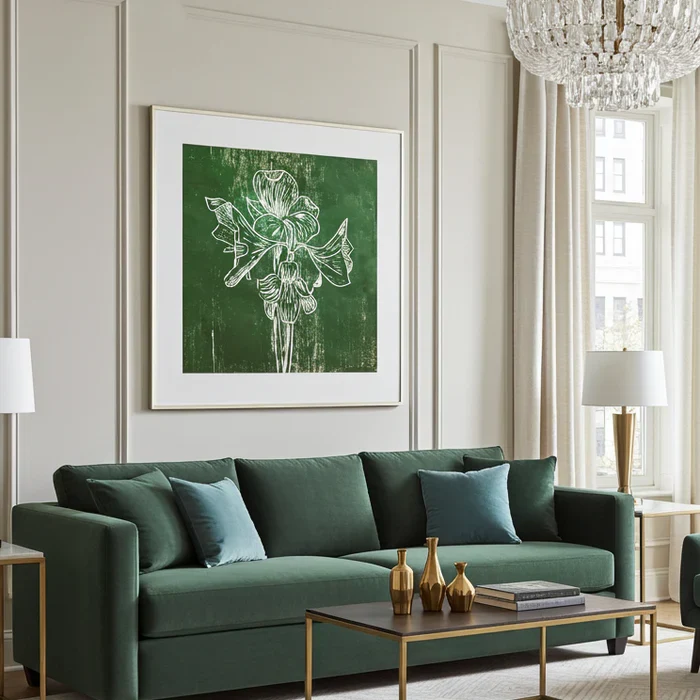 Fine Art Print Blommig Grön - Green Amaryllis | Museumskvalitet