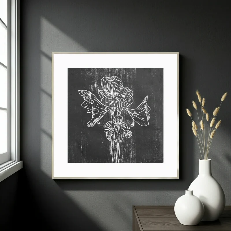 Fine Art Print Blommig Svart - Black Amaryllis | Museikvalitet
