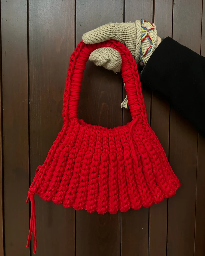 Röd Virkad Handväska