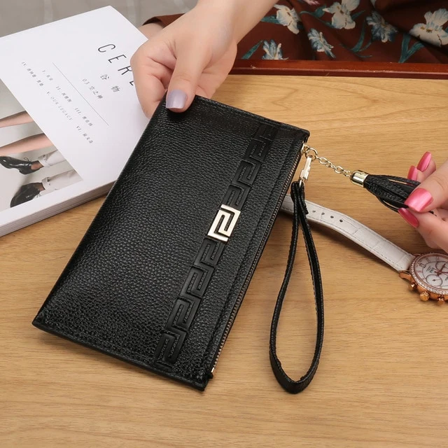High Capacity Fashion Women Wallets Long PU Leather Wallet Female Zipper Clutch Ladies Wristlet Ultra thin Mobile phone bag