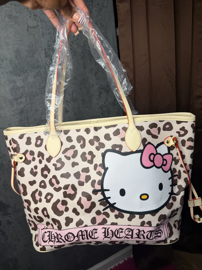 hk cheetah x chrome heart tote bag
