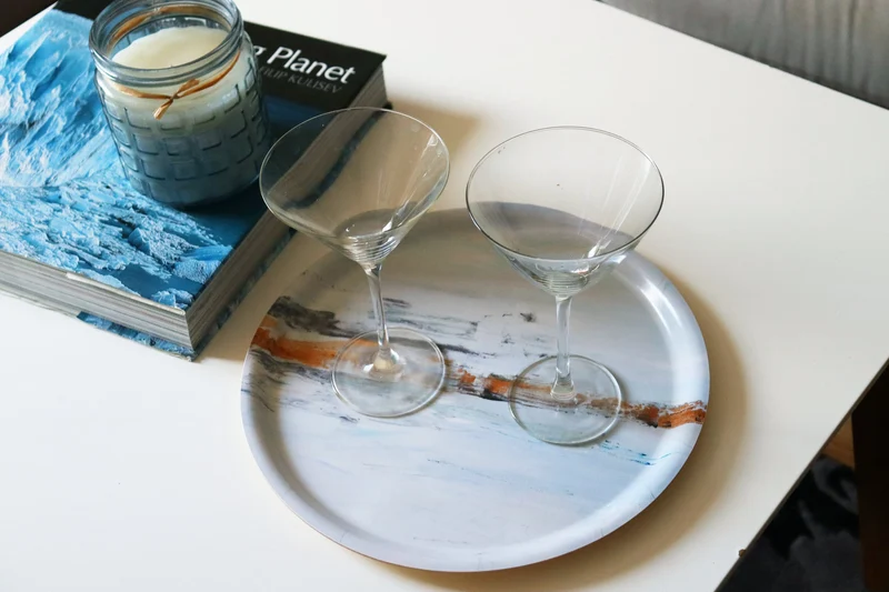Dekorativ Bricka Landskap Guld Blå - Such a Lovely Day | Svensk Design