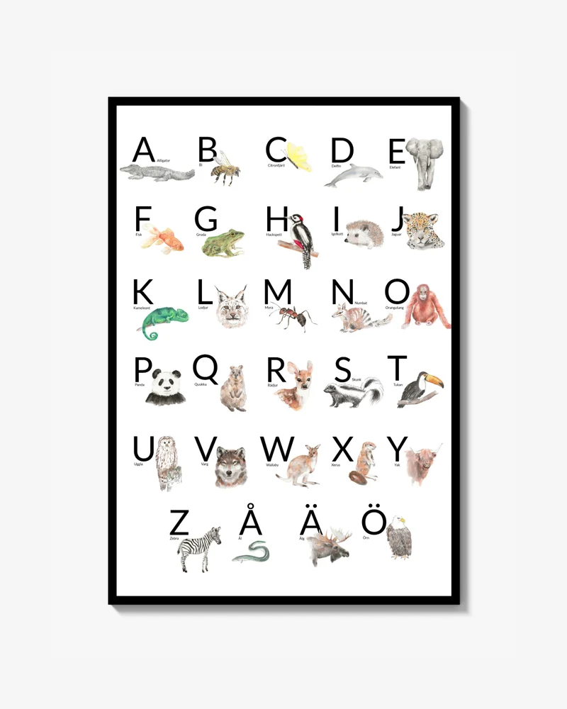 Animal Alphabet (Swedish) Poster