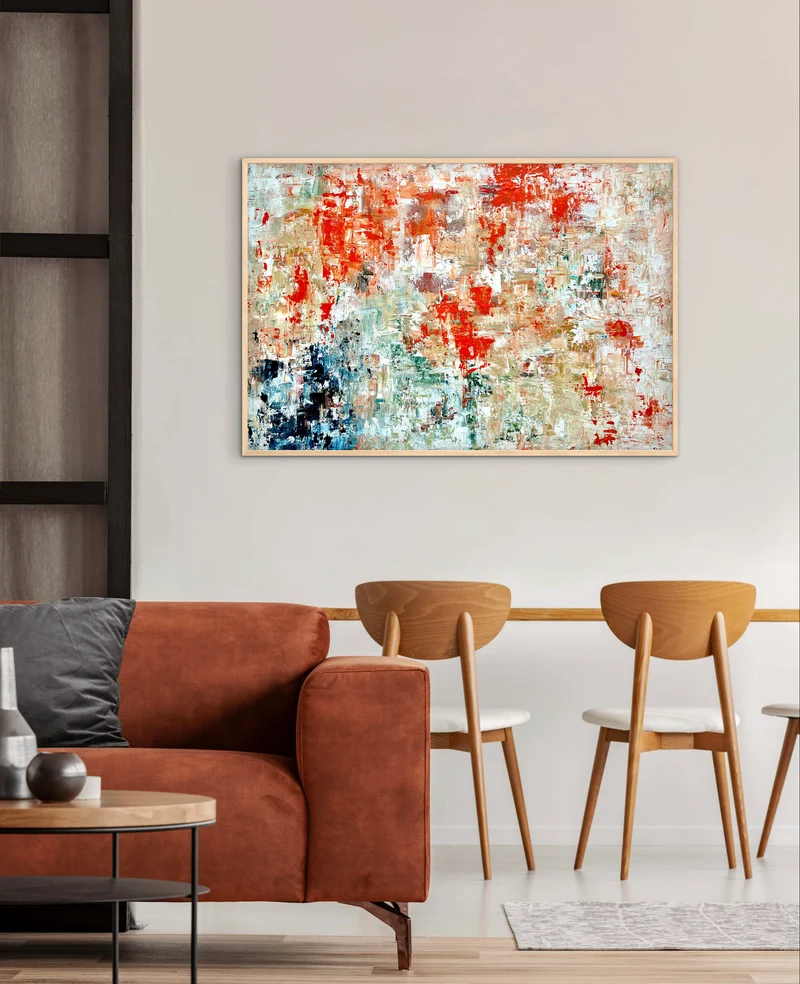 “Orange Static Motion” 70x100 cm – Original målning
