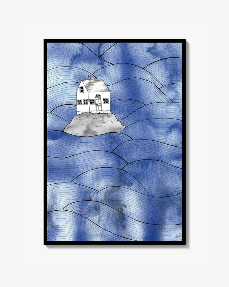 Small House Big Ocean - Textur Färg Poster