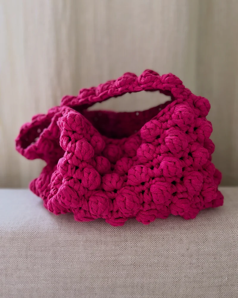 Virkad Väska Rosa