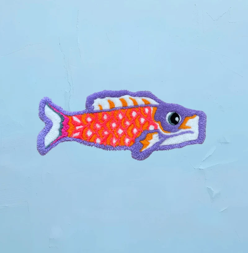 Koi 2 tuftad Original Väggkonst